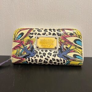 Ed Hardy by Christian Audigier Tri‎ Fold Wallet White Bird Cheetah Pattern